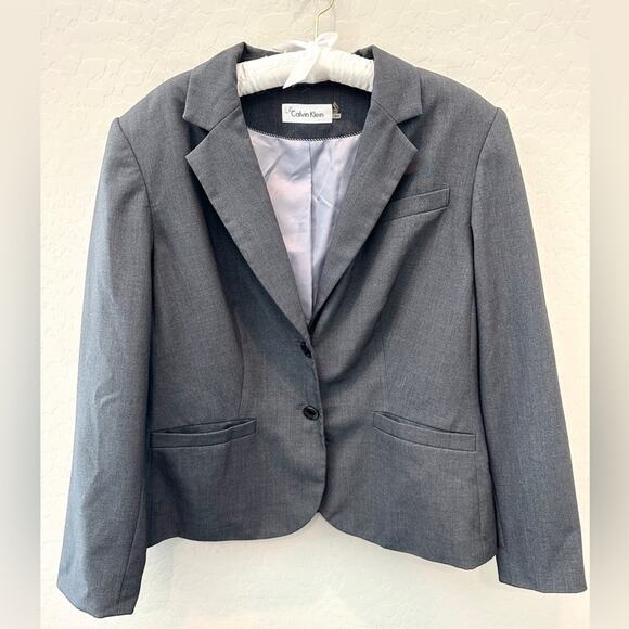 Calvin Klein Jackets & Blazers - CALVIN KLEIN | Plus Size Heather Gray Classic Professional Button Blazer | 18W